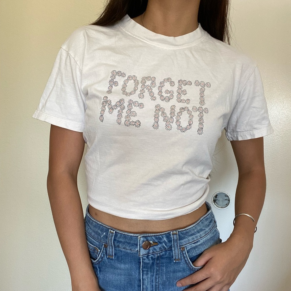 Madewell White Graphic Crop Top.